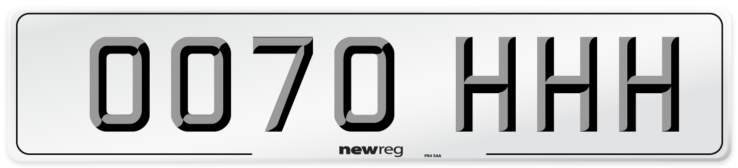 OO70 HHH Number Plate from New Reg